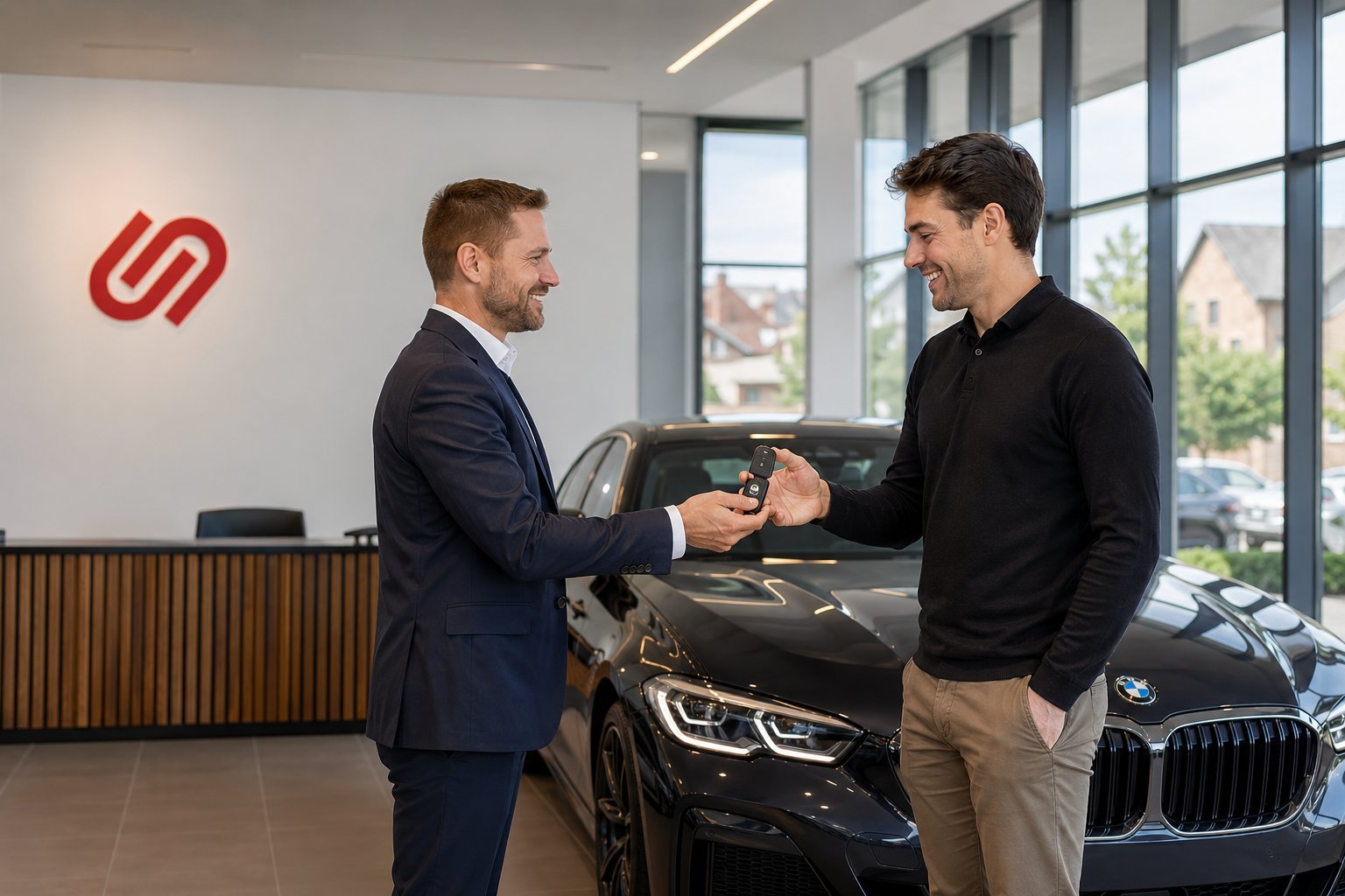 Car handover at AutoLink M.A.T. showroom in Mortsel